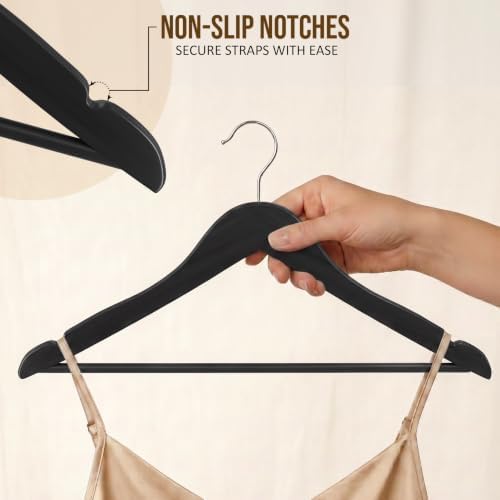 Utopia Home Wooden Hangers 30 Pack – Slim Suit Hangers Black - Image 3