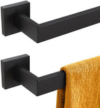 KOKOSIRI 32-Inch Single Towel Bar, Bathroom Kitchen Towel Holder, Wall Mounted SUS304 Stainless Steel Towel Rack 2 Pack, Matte Black, B4003BK-L32-P2 by KOKOSIRI