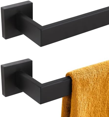 KOKOSIRI 32-Inch Single Towel Bar, Bathroom Kitchen Towel Holder, Wall Mounted SUS304 Stainless Steel Towel Rack 2 Pack, Matte Black, B4003BK-L32-P2 by KOKOSIRI