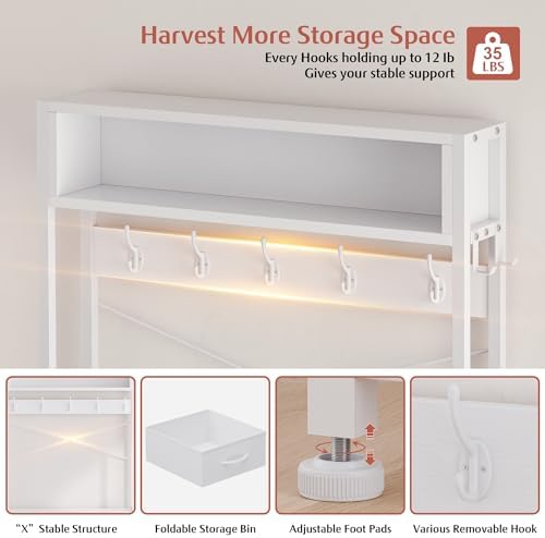Hall Tree with Bench & 3 Drawers Storage 31.5" Coat Rack Entryway Organizer - Image 5