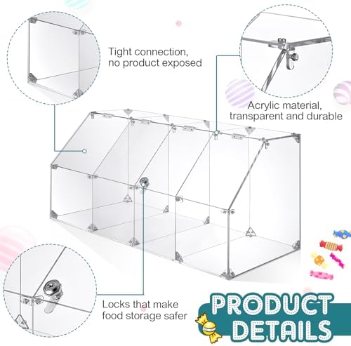 Geetery 2 Pack 4 Tier Acrylic Candy Bin Clear Partitioned Dry Food Display Spices Container Transparent Retail Donut Cookie Bin Compartments Display for Candy Cereal Chocolate Bean Knock Down - Image 4