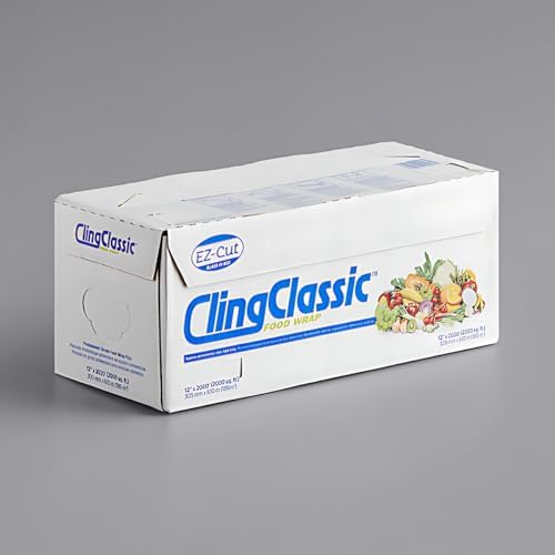 Cling Classic Plastic Wrap 12 in x 2000 ft Food Stretch Film Roll Clear ZipSafe Blade Cutter Easy to Cut Dispenser PVC BPA-Free Microwave & Freezer Safe Seal Home Commercial Use (12" x 2000') - Image 7