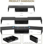 LEKETREE Dual Monitor Stand Riser with Drawer and 2 Pen Holders, Black - Image 7