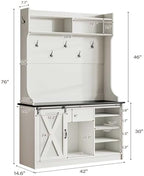 4ever2buy Farmhouse Hall Tree with Bench & Shoe Storage, White - Image 2