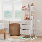 HapiRm Rolling Makeup Cart Organizer - Floor Skincare Make Up Storage with 3 Non-woven Fabric Drawers, Vanity Organizer Cosmetic Display Cases Holder for Skin Care Perfume Nail Polish Brush Hair Tool - Image 2