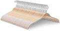 JS Hanger Lightweight Non Slip Wooden Hangers - 30 Pack Heavy Duty Wood Coat Hangers with Soft Stripes for Camisole, Jacket, Dress Clothes, Sweater, Natural Finish by J.S.+Hanger