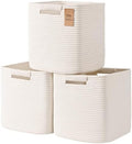 13 Inch Storage Cubes, 3 Pack Cube Storage Bins for Organizing, Cotton Rope Woven Baskets for Shelves, Bathroom, Kids Room, Closets, Baby Nursery by Degeyoyo