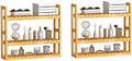 Domax Bathroom Wall Shelf - Over Toilet 3 Tier Storage Rack Adjustable Layer Multifunctional Utility Wall Mounted Towel Shelves Living Room Kitchen (Bamboo-Pack of 2) by Domax