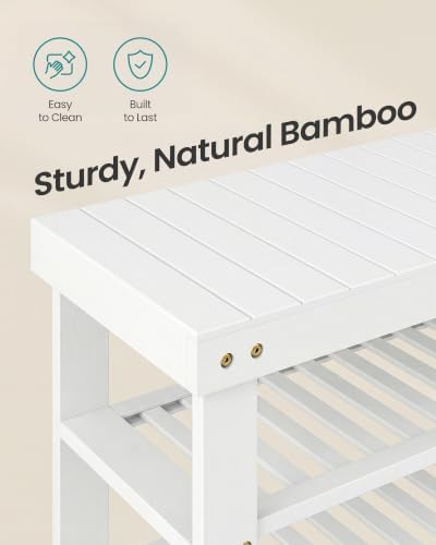 SONGMICS Bamboo Shoe Bench with Seat, 11.3 x 27.6 x 20.5 Inches - Image 7