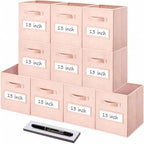 Storage Bins,13" Cube Storage Bin with Labels,10pcs,Pink by Anyoneer