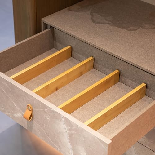Basicwise 4 Piece Bamboo Expandable Drawer Dividers Adjustable Spring Loaded Organizers for Kitchen Utensils Clothes and Makeup Tools Perfect for Home Organization in Bedroom Bathroom Dresser & Desk - Image 3