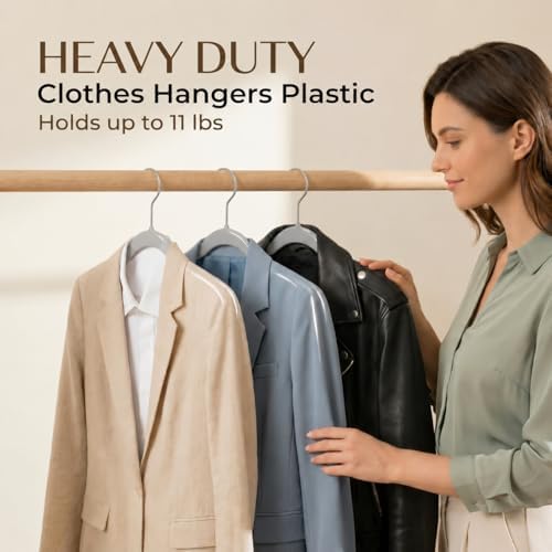 SMARTOR Plastic Hangers 200 Pack - Thin Hangers for Space Saving - Gray - Image 4