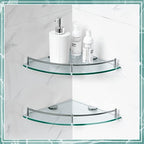 Crowye 4 Pcs Corner Shower Shelf 2-tier Glass Corner Shelf Stainless Steel Wall Mounted Bathroom Organizer for Storing Shower Gel Shampoo Brush, 9.25 Inches (Silver) - Image 4