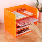 Gelite Acrylic File Organizer for Desk 4 Tiered Stackable Letter Tray Office Paper Storage Desktop Document Sorter, Neon Orange - Image 4