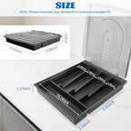 5-compartment kitchen utensil storage box with transparent lid - a fixed-compartment cutlery tray for kitchen drawer storage, a dust-proof container for forks, spoons, and knives - Image 2