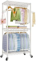 Golpart Heavy Duty Rolling Clothes Rack Wheels Portable Metal Garment Rack by Golpart
