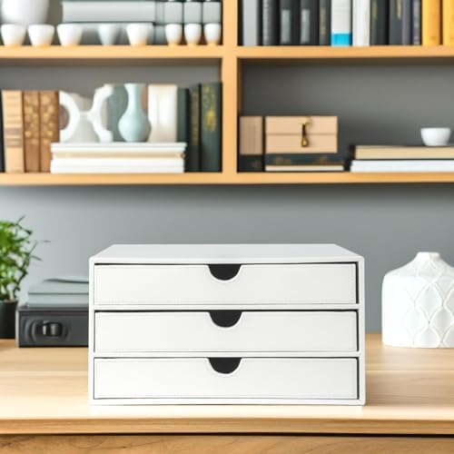 UnionBasic Document Organizer, 3-Drawer File Cabinet Document Storage Box, Office Desktop Filing Organizer, White - Image 7