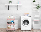 CAXXA 3-Tier Rolling Metal Storage Organizer - Mobile Utility Cart with Caster Wheels, Pink - Image 4