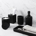 XLHOMO Resin Matte Black Bathroom Accessories Set 5 Pcs, Lotion Soap Dispenser, Toothbrush Holder, Bathroom Tumbler, Qtip Holder and Vanity Tray, Bathroom Countertop Organizer Set for Home Apartment by BetterbathroomwithXLHOME