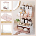 Delamu 4-Tier Makeup Organizer, Bathroom Counter, 2 Drawers, Grapefruit - Image 6