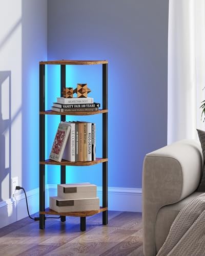 TUTOTAK Corner Shelf, 4-Tier Corner Bookshelf for Small Space - Image 7