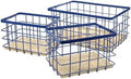 happimess Evvie 3-Piece Wire Metal Wood Nesting Baskets 15", Navy/Natural by Happimess