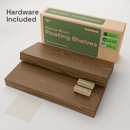 Solid Wood Floating Shelves for Wall 16 Inch Walnut, Wooden Bathroom Shelf - Image 6