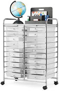 Giantex Storage Drawer Carts, 20-Drawer Organizer, Utility Cart on Wheels, Semi-Transparent Multipurpose Cart for Home Office School Supplies Tools Scrapbook Paper by Giantex