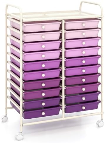 COSTWAY 20-Drawer Rolling Storage Cart, Utility Storage Organizer Cart by COSTWAY