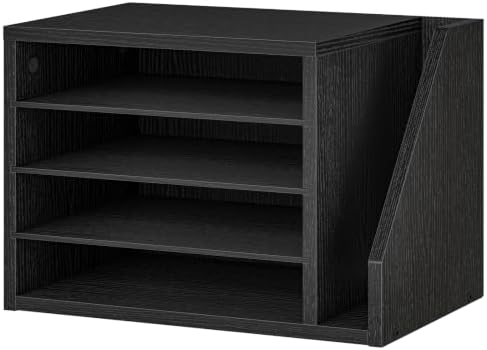 HOOBRO Mail Sorter, Literature Organizer with Adjustable Shelves, Paper Organizer for Office, Home, Wood Countertop File Holders, Mails, Magazines, Black BK41WF01 by HOOBRO
