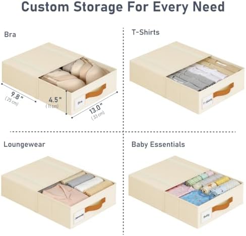 DIMJ Underwear Drawer Organizer, Stackable Bra Organizer for Closet, 3 Pack, Beige - Image 2