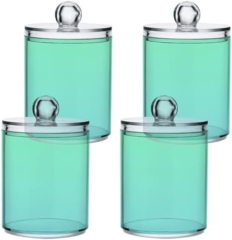 4 Pack Qtip Holder Dispenser with Lids,Green Gradient Storage Containers,Bathroom Canisters Organizer for Cotton Ball,Cotton Swab,Cotton Round Pads,Floss 21214689 by Unknown