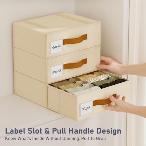 DIMJ Underwear Drawer Organizer, Stackable Bra Organizer for Closet, 4 Pack, Beige - Image 6