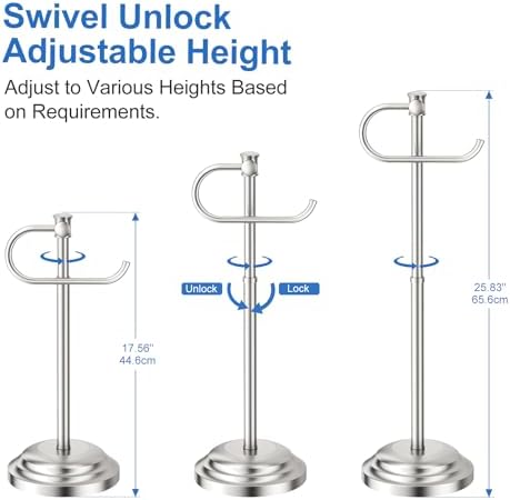 RUMOSE Toilet Paper Holder Stand for Floor Free Standing, Nickel - Image 2