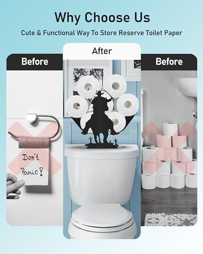 Cowboy Toilet Paper Holder Stand, Western Decor Toilet Paper Storage - Image 4