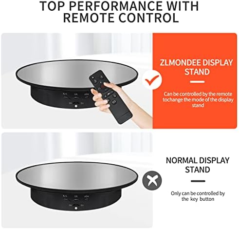 7.9" Mirror Motorized Rotating Display Stand Turntable with Remote & Battery Operated 17.6 LB,Photography Turntable Rotating Platform Lazy Susan (Black) - Image 3