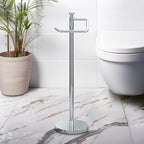 Gatco 1435C Freestanding Toilet Paper Holder, 23.68” H, Chrome | Toilet Tissue Roll Holder Stand With Weighted and Padded Base For Bathroom - Image 3