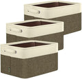 BALEINE 3 Pack Fabric Closet Storage Bins for Shelves, Linen Closet Organizers and Storage, Decorative Baskets for Organizing, Shelf, Clothes, Home, Office (Brown, 14''x10''x8.5'') by BALEINE