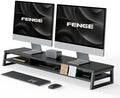 Fenge Dual Monitor Riser for Desk, Open Shelf with 3 Storage Compartments by Fenge