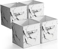 Sorbus 11 x 11 Storage Cubes, Foldable Fabric Bins (4 Pack, Marble White) by Sorbus