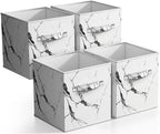 Sorbus 11 x 11 Storage Cubes, Foldable Fabric Bins (4 Pack, Marble White) by Sorbus