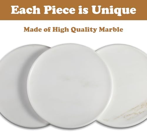 Karibiber 11.8inch Round Marble Serving Tray for Kitchen and Coffee Table, Bathroom Vanity Tray for Counter, White Decorative Catchall Tray for Jewelry, Namib Fantasy - Image 5