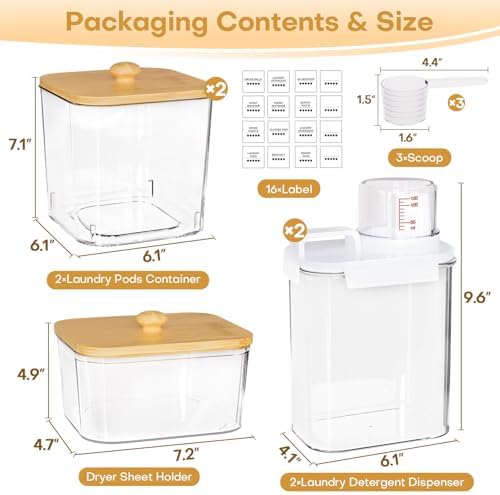 Homde Clear Laundry Detergent Dispenser: Reusable 3+2 Pack with Lids - Image 2