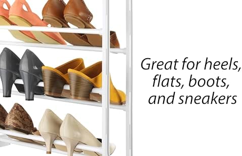 Whitmor 36 Pair Over The Door Shoe Organizer, 12 Tier Hanging Shoe Organizer, Heavy Duty Metal Shoe Holder, Hanging Shoe Rack for Closet Organizer & Storage, 72" L x 22.5" W x 7.5" H, White - Image 5