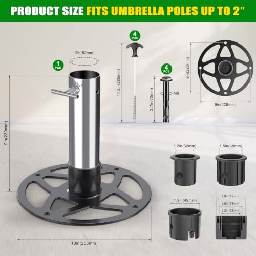 Heavy-Duty Patio Umbrella Stand Base for Up to 2" Poles - Image 2