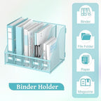 SUPEASY Desk Organizers Metal Desk Magazine File Holder with 5 Vertical Compartments Rack File Organizer for Office Desktop, Classroom, Home Workspace, Blue Plus - Image 6