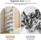 HealSmart 15-Pack Large Shoe Storage Boxes, Stackable Plastic Shoe Organizer with Lids, Large Shoe Rack & Storage Containers for Closet, Under Bed, Entryway, White - Image 4