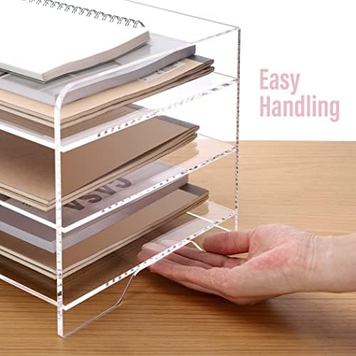 SANRUI Acrylic Paper Organizer Letter Tray for Desk, 3 Tier Enlarged File Sorter,Clear File Holder Desktop Shelf Document Storage for School Office Home - Image 4