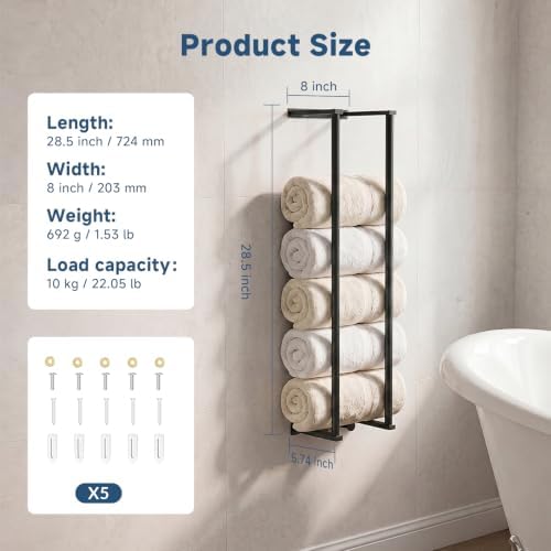 Bathroom Towel Rack,28" Towel Rack for Bathroom Organizer - Image 2