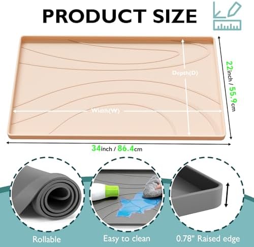 Under Sink Mat 34" x 22", Silicone Under Sink Liner for Kitchen and Bathroom, Waterproof Cabinet Protector Drip Tray, Protects Cabinets from Leaks and Spills - Image 2
